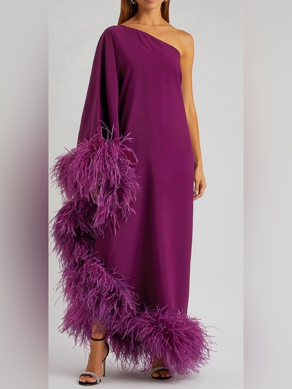 Taller Marmo One-Shoulder Dress in Deep Berry size 38 size 2
